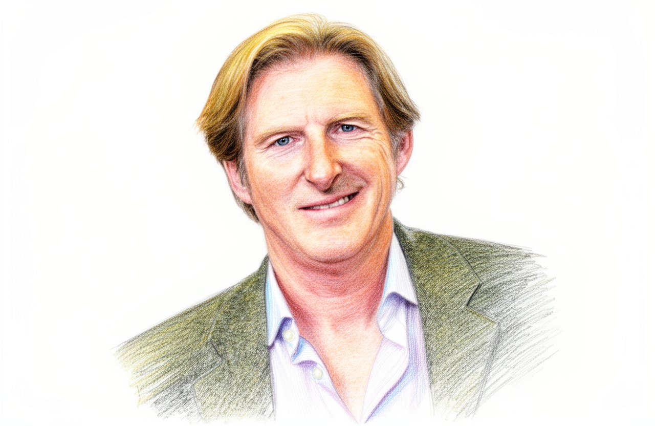 Drawn portrait of Adrian Dunbar