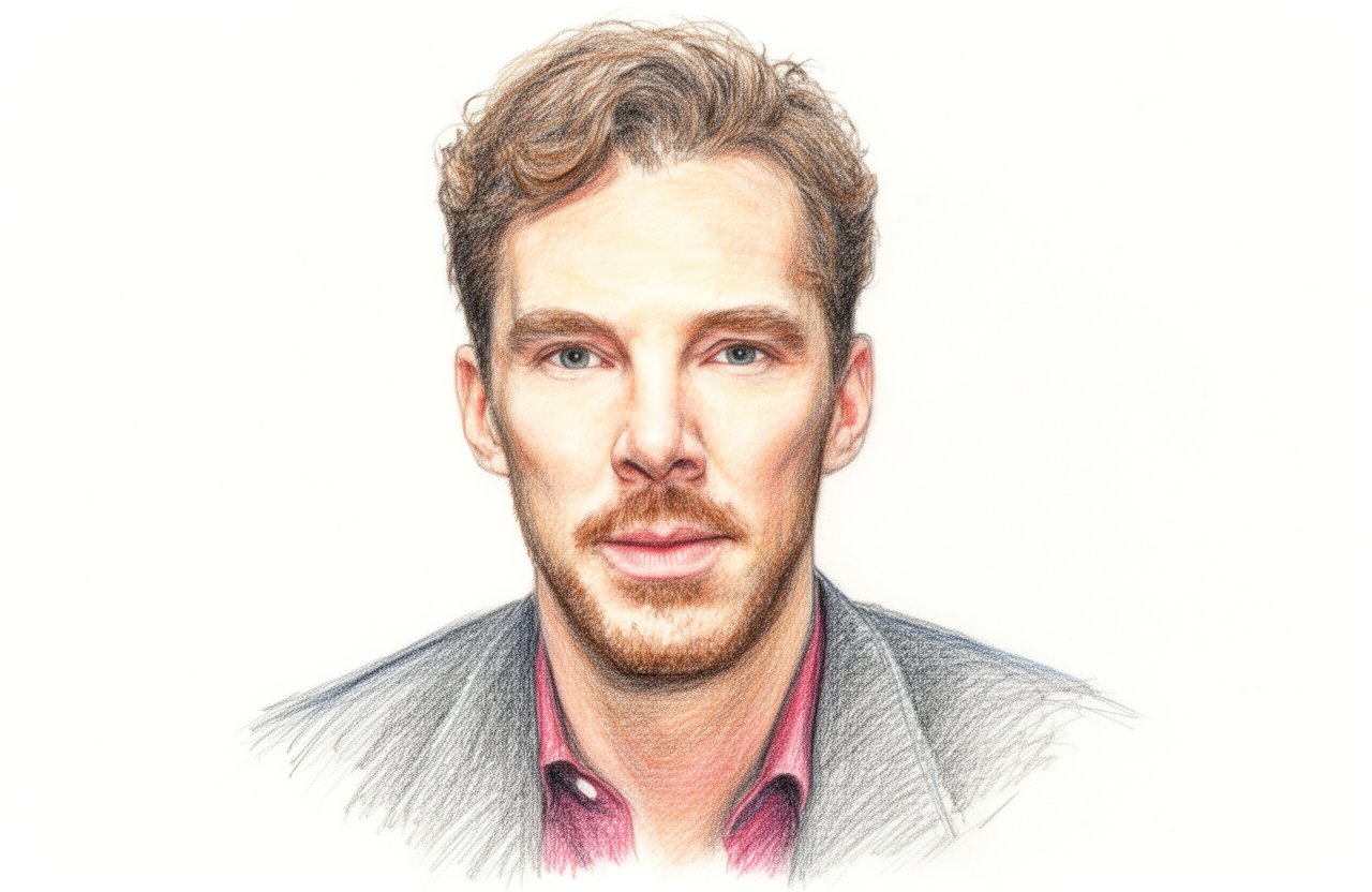 Drawn portrait of Benedict Cumberbatch