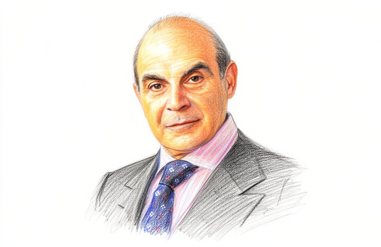 Drawn portrait of David Suchet