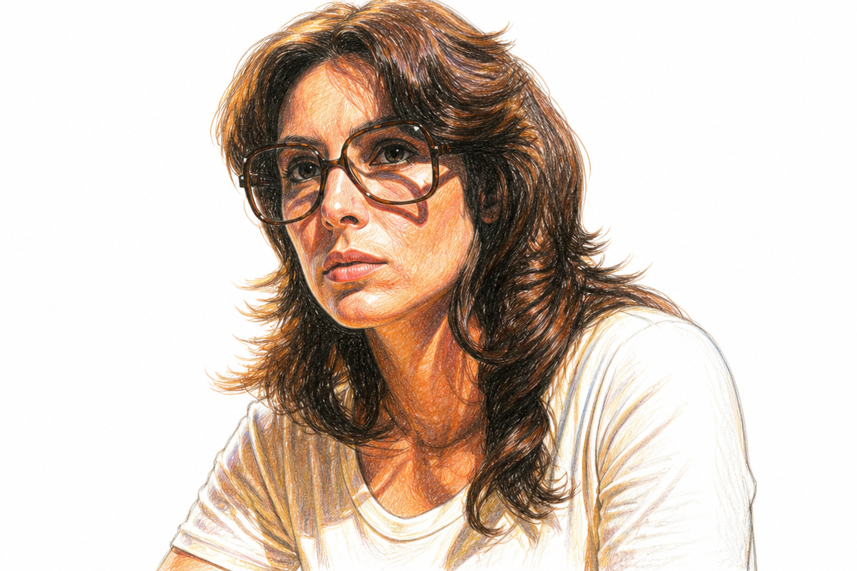 Drawn portrait of Diane Keen