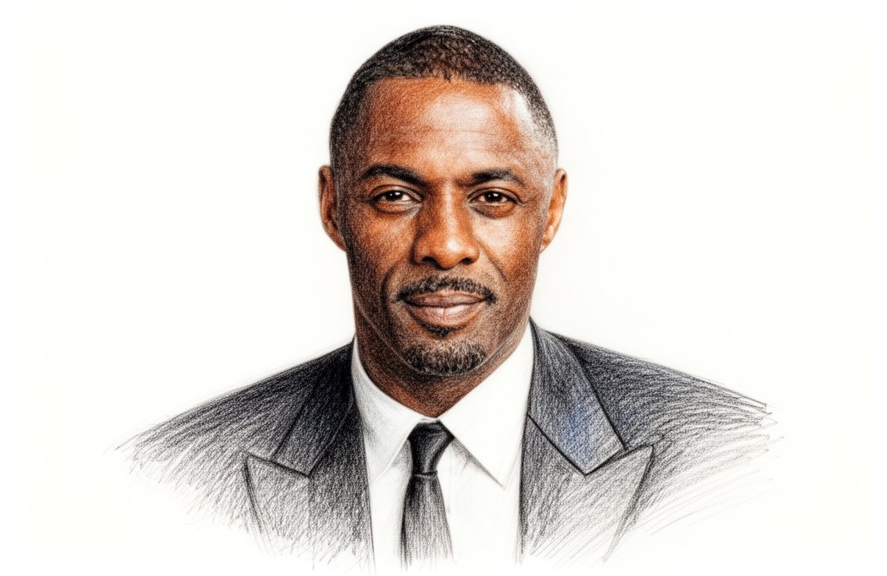 Drawn portrait of Idris Elba
