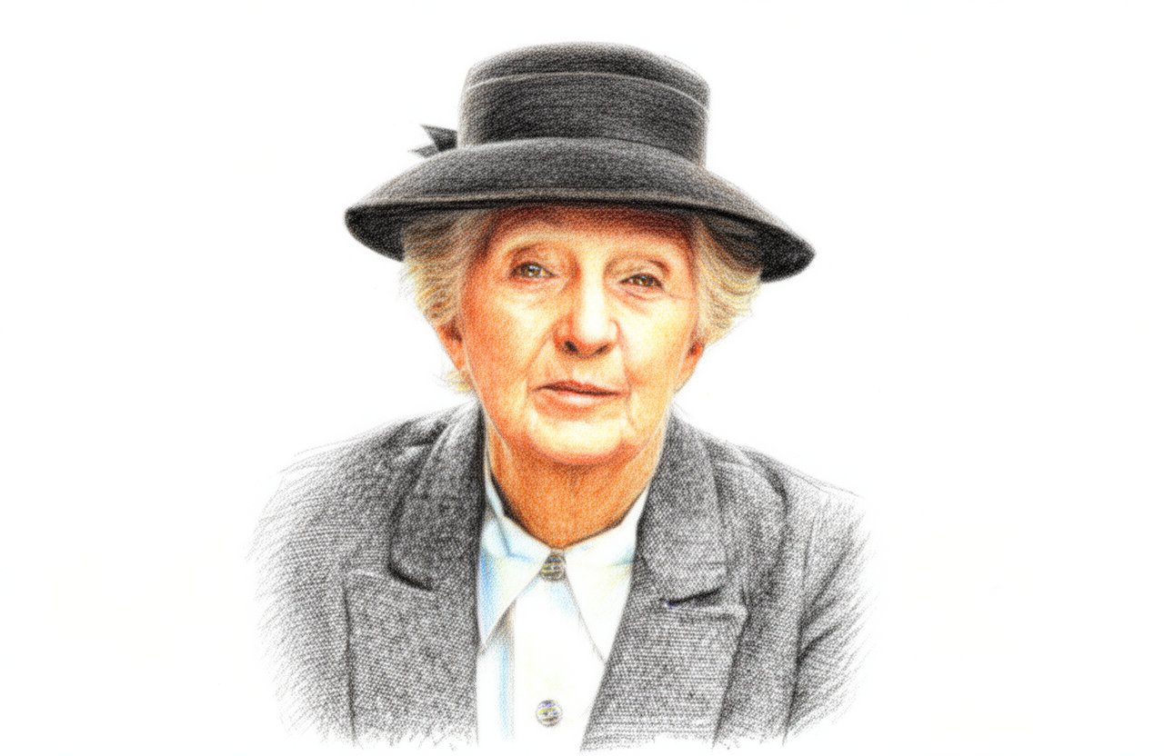 Drawn portrait of Joan Hickson