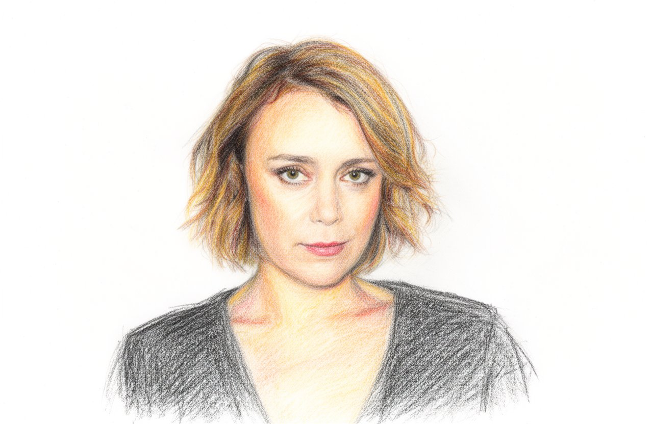 Drawn portrait of Keeley Hawes