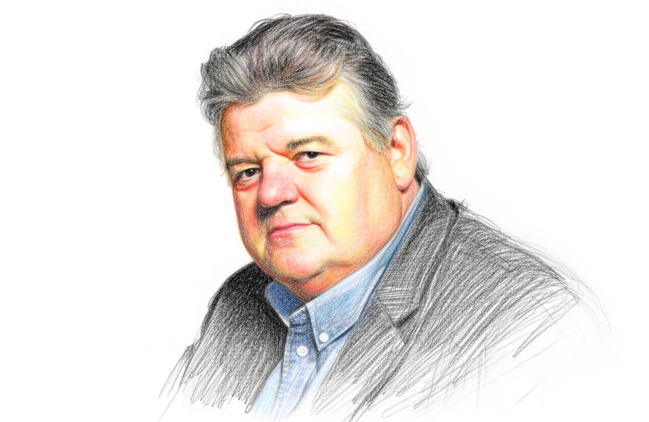 Drawn portrait of Robbie Coltrane