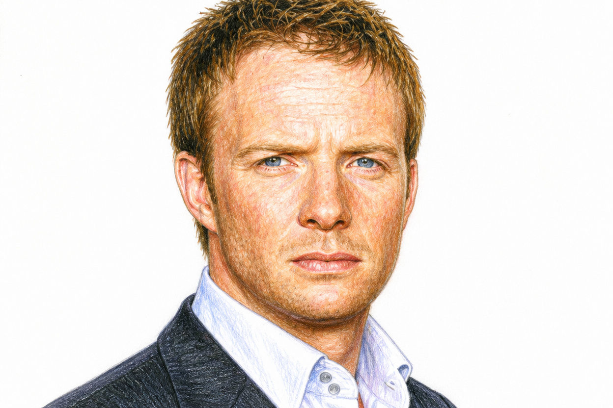 Drawn portrait of Rupert Penry-Jones