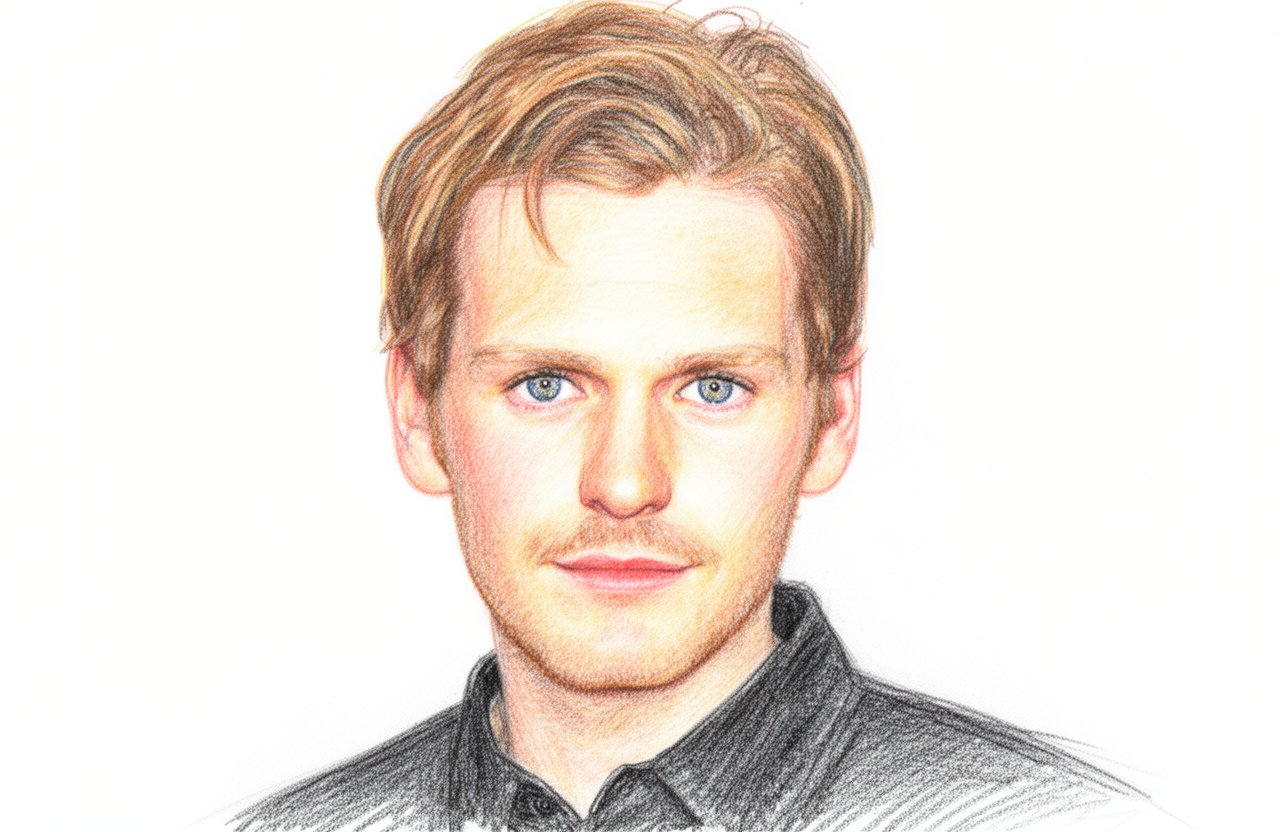 Drawn portrait of Shaun Evans
