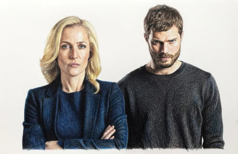 The Fall. A three-series serial for BBC Two, written throughout by Allan Cubitt and made with RTÉ and ZDF. Starring Gillian Anderson, Jamie Dornan and John Lynch.