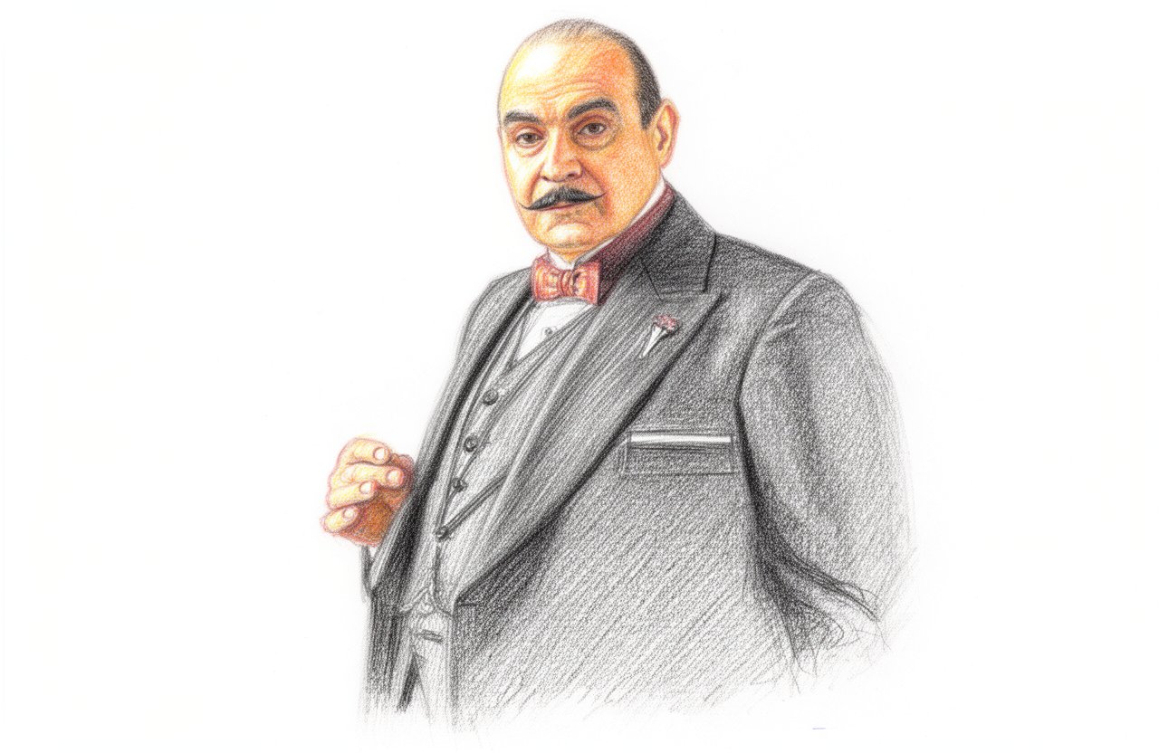 Drawn artwork for Agatha Christie's Poirot